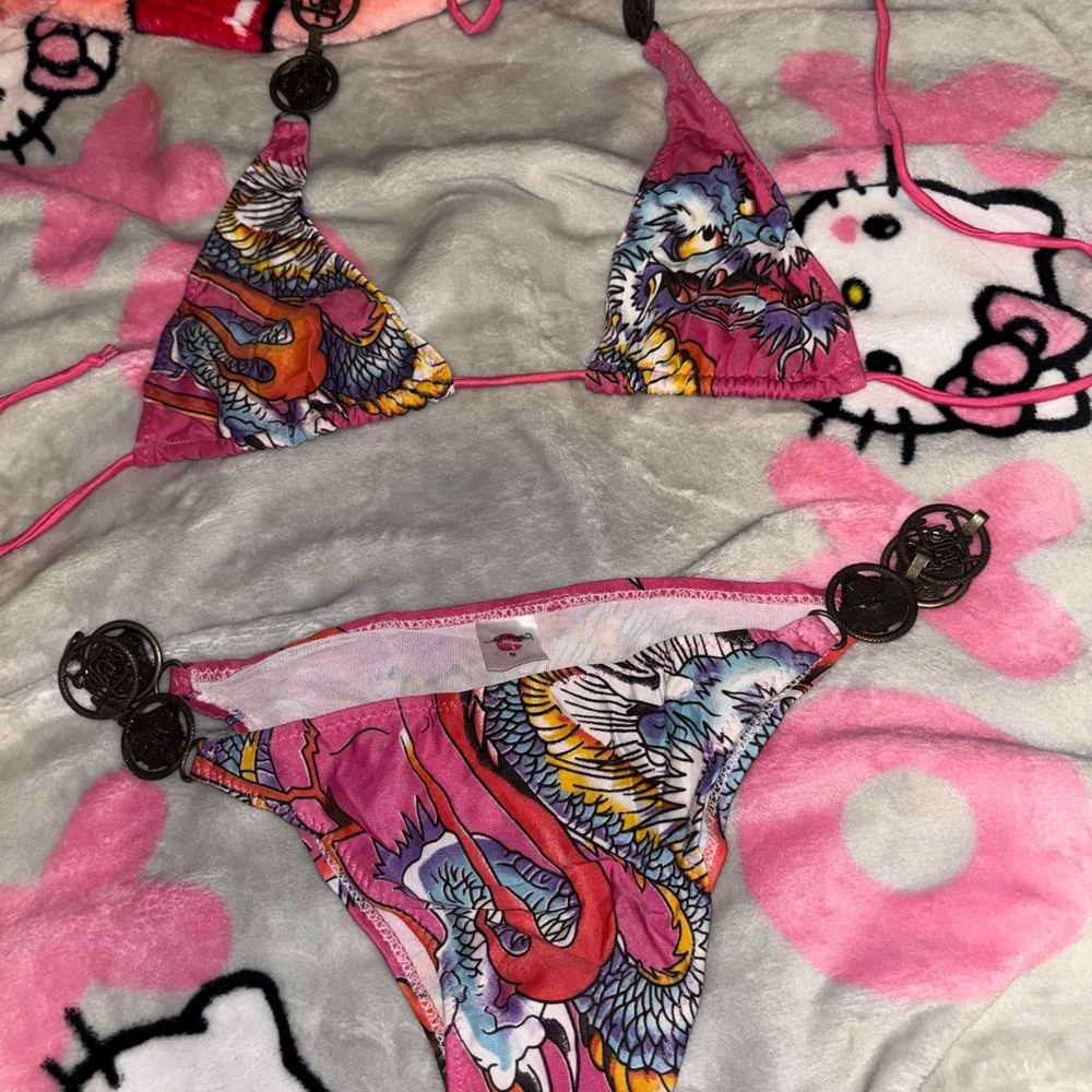 Ed Hardy Pink and Multicolor Bikini